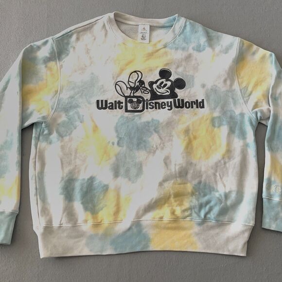 Disney Sweatshirt Size Large Mickey Mouse Tie Dye Embroidered Sweater‎ - Picture 2 of 9